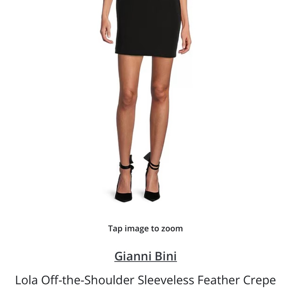 Gianni Bini Black Lola Off-the-Shoulder Sleeveless Feather Crepe Dress.